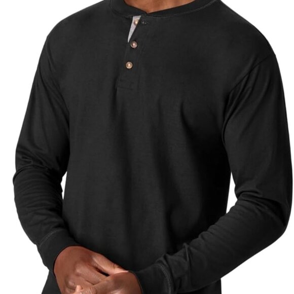 Hanes T Beefy Henley, Men's Cotton Long Sleeve Shirts Sz M & L - Picture 4 of 5